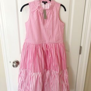 J. Crew Mixed Stripe Sleeveless Popover Dress Pink